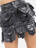Moto Style Pocket PU Skirt