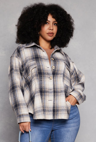 Plaid Plus Size Shacket