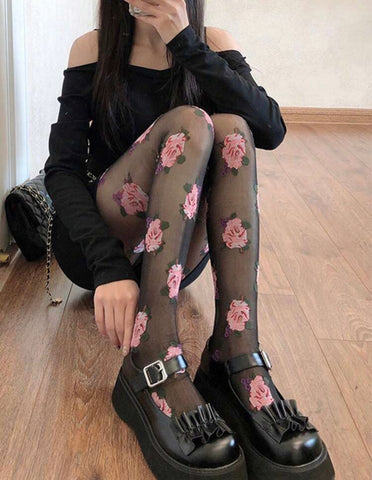 Rose Patterned Tights