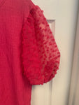 Hot Pink Puff Sleeve Blouse