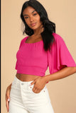 Batwing Sleeve Crop Top