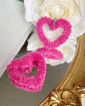 Fuzzy Heart Hoop Earrings