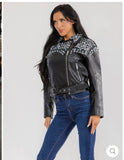 Rhinestone Embellished Moto Jacket