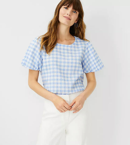 Ann Taylor Gingham Patterned Blouse