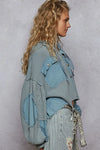 Contrast Cropped Jacket with Raw Edge Detail