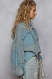 Contrast Cropped Jacket with Raw Edge Detail