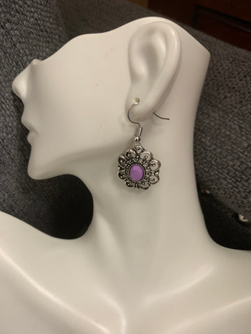 Purple Stone Dangle Earrings