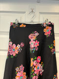 Floral Patterned A-Line Satin Skirt