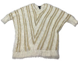 Metallic Knit Fuzzy Striped Sweater