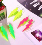 Neon Thunder Bolt Statement Earrings