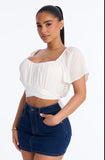 Batwing Sleeve Crop Top