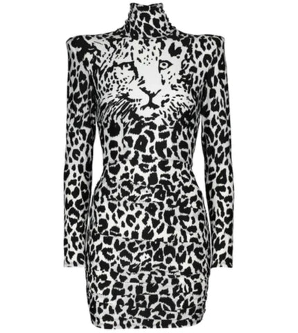 Cheetah Patterned Graphic Dress