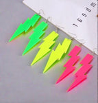 Neon Thunder Bolt Statement Earrings