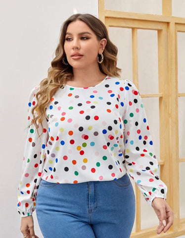 Multicolored Polka Dot Blouse