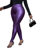 Plus Size Purple Faux Leather Leggings