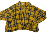 Plaid Flannel Twist Front Blouse