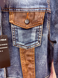 Denim Faux Leather Fringe Jacket