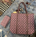 Monogrammed Patterned 2 Piece Tote & Wallet Set