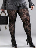 Plus Size Floral Patterned Tights