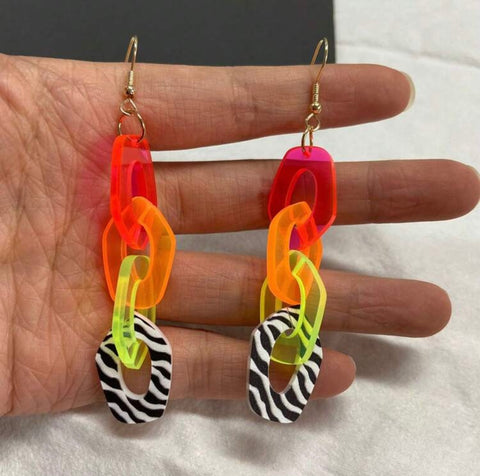 Multicolored Chainlink Statement Earrings