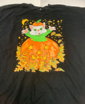 Vintage Halloween Cat Graphic T-shirt