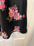 Floral Patterned A-Line Satin Skirt