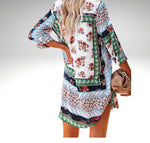 Multicolored Button Down Shirt Dress