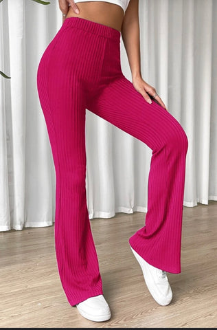 Hot Pink Ribbed Knit Pants