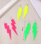 Neon Thunder Bolt Statement Earrings