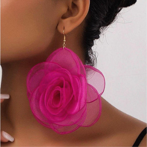 Pink Rose Statement Earrings