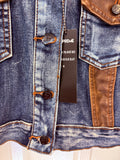 Denim Faux Leather Fringe Jacket
