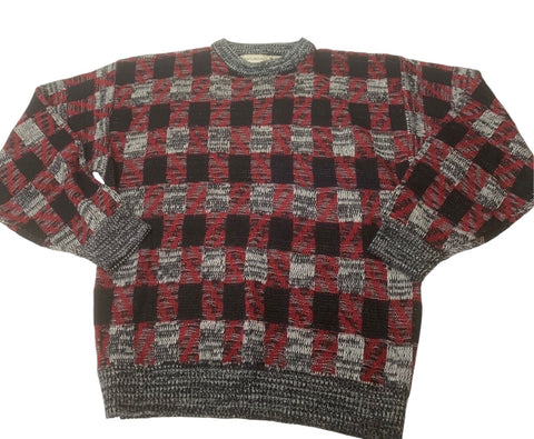 Vintage Checkered Multicolored Patterned Sweater