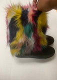 Multicolored Faux Fur Boots