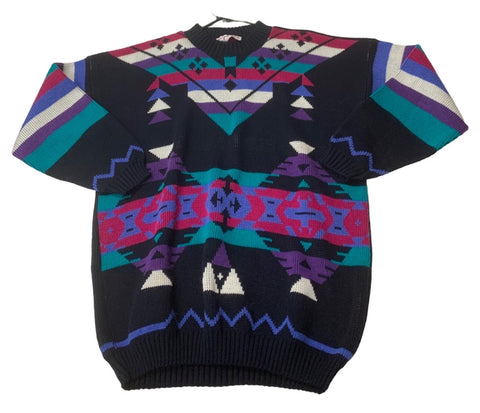 Vintage Multicolored Tribal Patterned Sweater