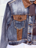 Denim Faux Leather Fringe Jacket