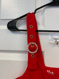Rhinestone Embellished Red Tank