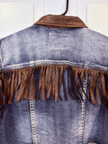 Denim Faux Leather Fringe Jacket