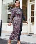 Houndstooth Patterned 2 Toned Dress