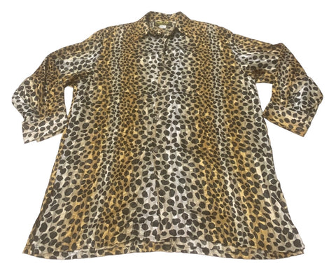 Vintage Cheetah Print Button Down Blouse