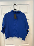 Royal Blue Ruffled Bolero Style Blouse