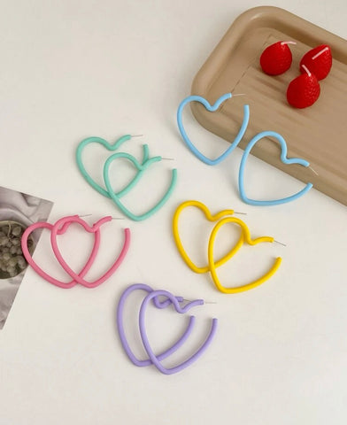 Colored Heart Hoops