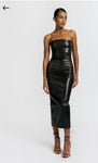 Faux Leather Strapless Dress