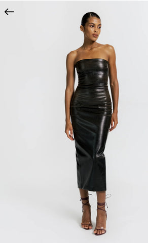 Faux Leather Strapless Dress