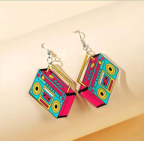 Boom Box Art Deco Statement Earrings