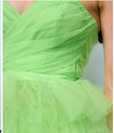 Neon Green Tulle Ruffled Hi-Lo Dress