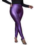 Plus Size Purple Faux Leather Leggings