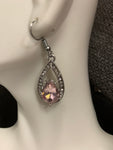 Pink Gemstone Tear Drop Bling Earrings