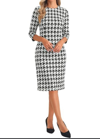 Houndstooth Patterned Dress