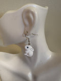 White Bunny Statement Earrings