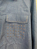 Blue Studded Chambray Blouse